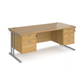 Maestro 800mm Deep Straight Cantilever Leg Office Desk with Three and Two Drawer Pedestal