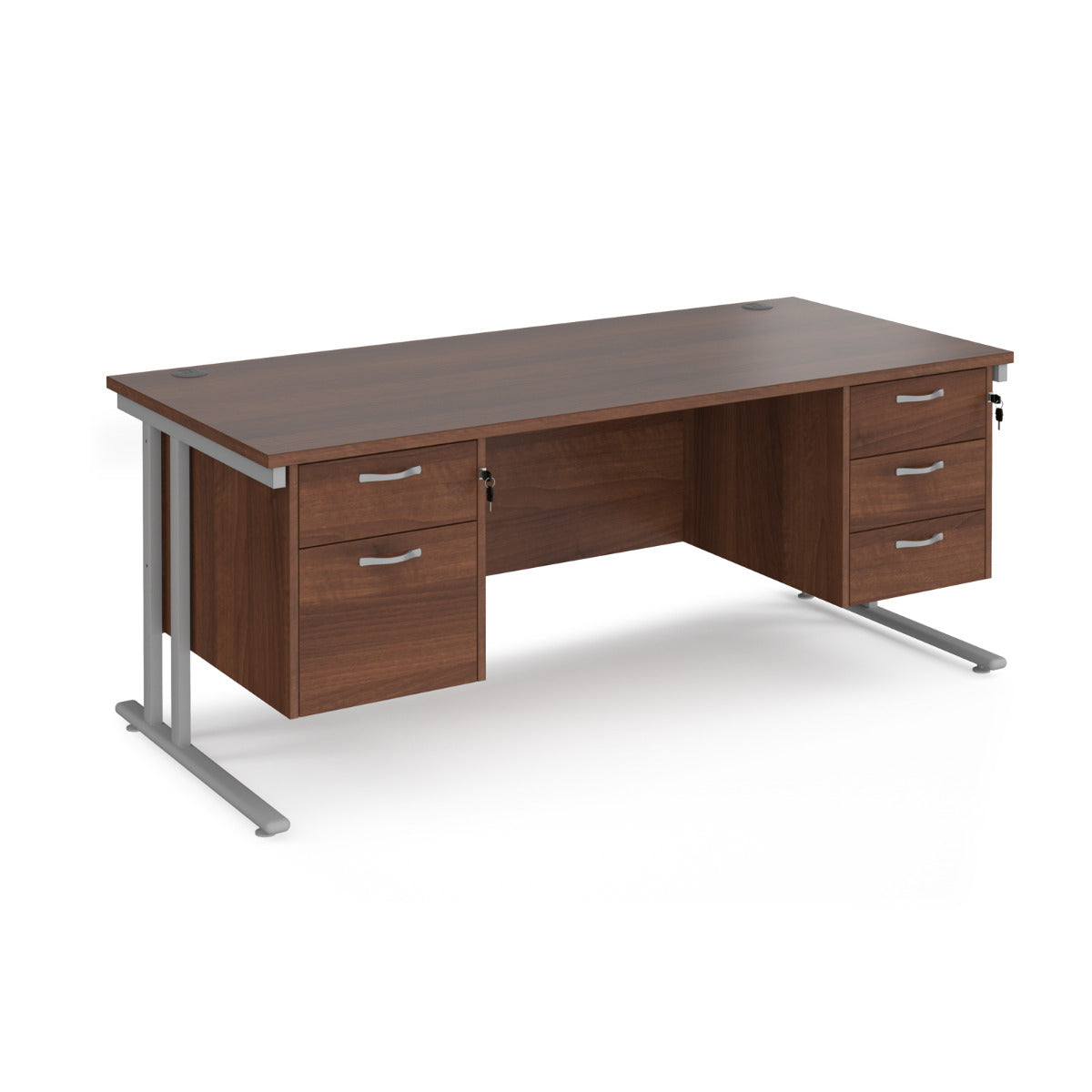 Maestro 800mm Deep Straight Cantilever Leg Office Desk with Three and Two Drawer Pedestal