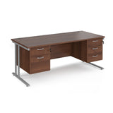 Maestro 800mm Deep Straight Cantilever Leg Office Desk with Three and Two Drawer Pedestal