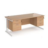 Maestro 800mm Deep Straight Cantilever Leg Office Desk with Three and Two Drawer Pedestal