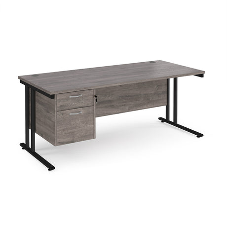 Maestro 800mm Deep Straight Cantilever Leg Office Desk with Two Drawer Pedestal