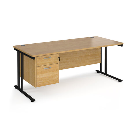 Maestro 800mm Deep Straight Cantilever Leg Office Desk with Two Drawer Pedestal