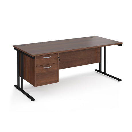 Maestro 800mm Deep Straight Cantilever Leg Office Desk with Two Drawer Pedestal