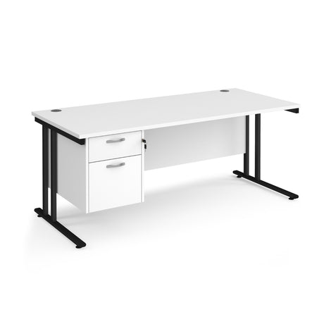 Maestro 800mm Deep Straight Cantilever Leg Office Desk with Two Drawer Pedestal