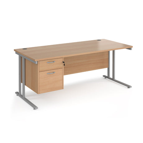 Maestro 800mm Deep Straight Cantilever Leg Office Desk with Two Drawer Pedestal