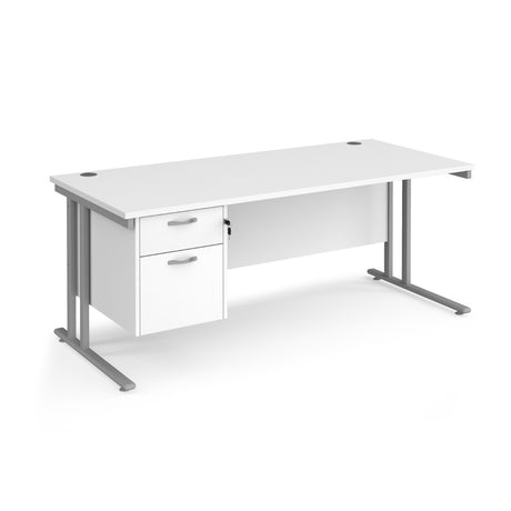 Maestro 800mm Deep Straight Cantilever Leg Office Desk with Two Drawer Pedestal