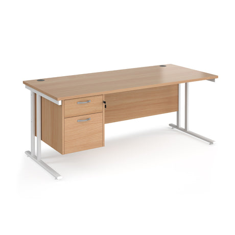 Maestro 800mm Deep Straight Cantilever Leg Office Desk with Two Drawer Pedestal