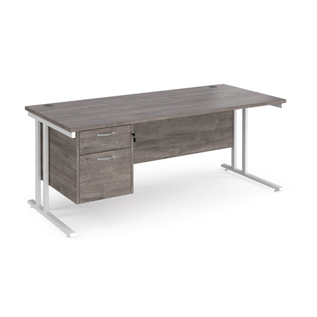 Maestro 800mm Deep Straight Cantilever Leg Office Desk with Two Drawer Pedestal