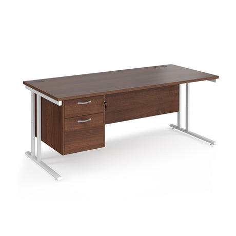 Maestro 800mm Deep Straight Cantilever Leg Office Desk with Two Drawer Pedestal