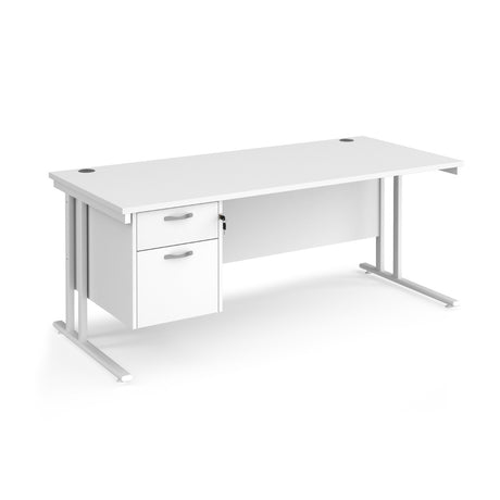 Maestro 800mm Deep Straight Cantilever Leg Office Desk with Two Drawer Pedestal