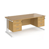 Maestro 800mm Deep Straight Cantilever Leg Office Desk with Three and Three Drawer Pedestal