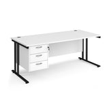 Maestro 800mm Deep Straight Cantilever Leg Office Desk with Three Drawer Pedestal