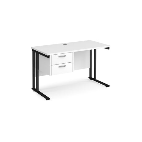 Maestro 600mm Deep Straight Cantilever Leg Office Desk with Two Drawer Pedestal