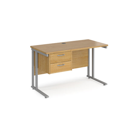 Maestro 600mm Deep Straight Cantilever Leg Office Desk with Two Drawer Pedestal