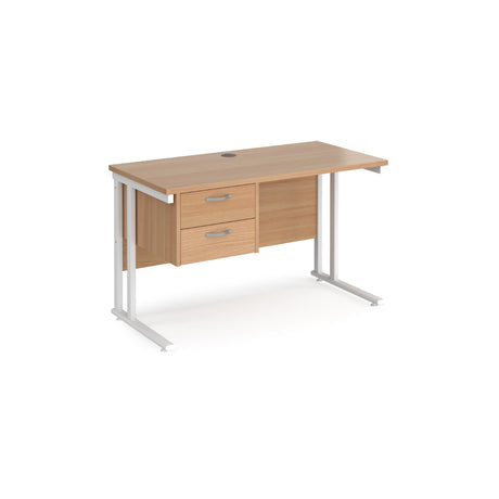 Maestro 600mm Deep Straight Cantilever Leg Office Desk with Two Drawer Pedestal