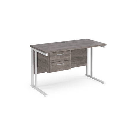 Maestro 600mm Deep Straight Cantilever Leg Office Desk with Two Drawer Pedestal