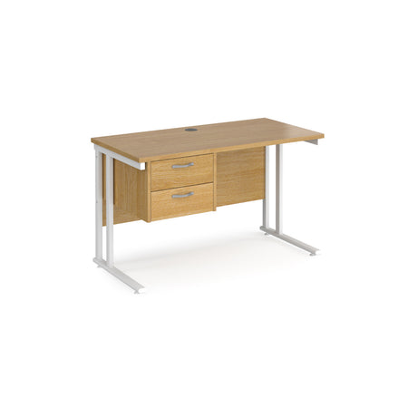 Maestro 600mm Deep Straight Cantilever Leg Office Desk with Two Drawer Pedestal