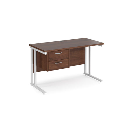 Maestro 600mm Deep Straight Cantilever Leg Office Desk with Two Drawer Pedestal