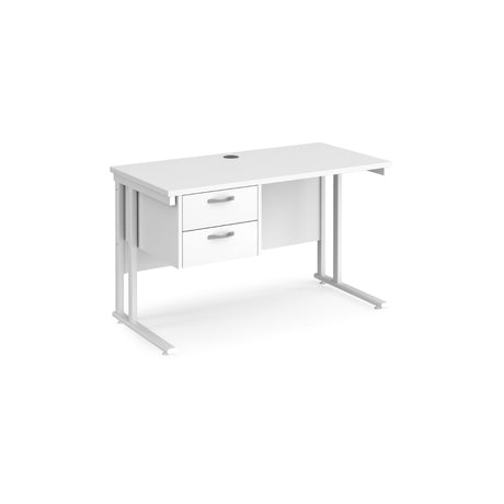 Maestro 600mm Deep Straight Cantilever Leg Office Desk with Two Drawer Pedestal