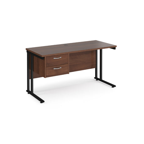 Maestro 600mm Deep Straight Cantilever Leg Office Desk with Two Drawer Pedestal