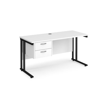 Maestro 600mm Deep Straight Cantilever Leg Office Desk with Two Drawer Pedestal