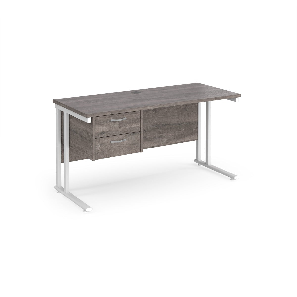 Maestro 600mm Deep Straight Cantilever Leg Office Desk with Two Drawer Pedestal