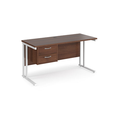 Maestro 600mm Deep Straight Cantilever Leg Office Desk with Two Drawer Pedestal