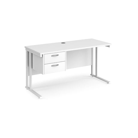 Maestro 600mm Deep Straight Cantilever Leg Office Desk with Two Drawer Pedestal