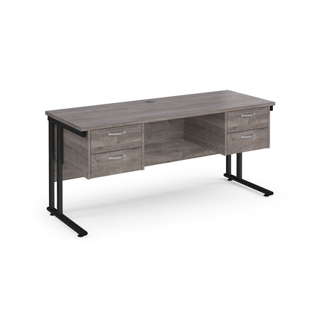 Maestro 600mm Deep Straight Cantilever Leg Office Desk with Two and Two Drawer Pedestal