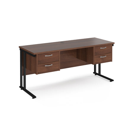 Maestro 600mm Deep Straight Cantilever Leg Office Desk with Two and Two Drawer Pedestal