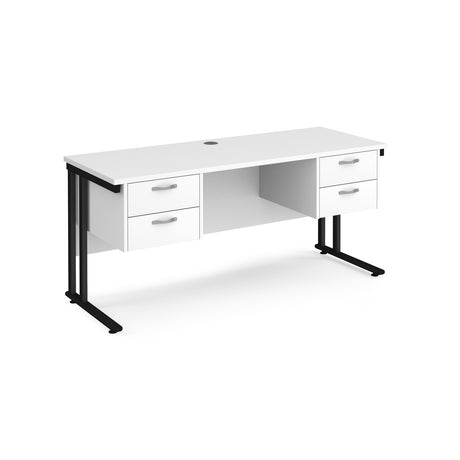 Maestro 600mm Deep Straight Cantilever Leg Office Desk with Two and Two Drawer Pedestal