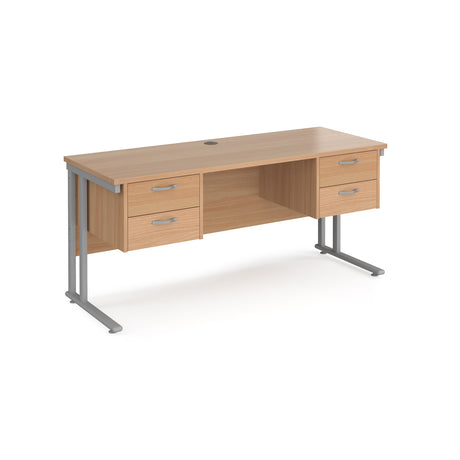 Maestro 600mm Deep Straight Cantilever Leg Office Desk with Two and Two Drawer Pedestal