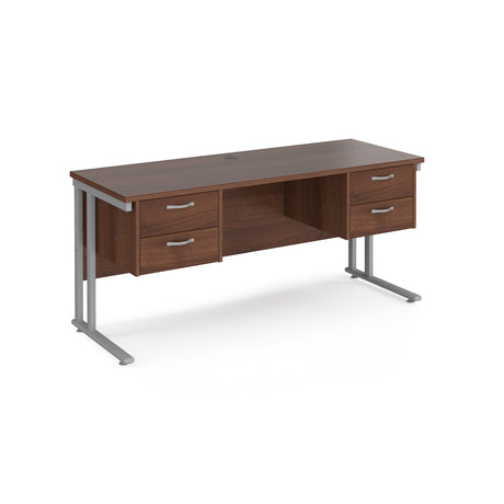 Maestro 600mm Deep Straight Cantilever Leg Office Desk with Two and Two Drawer Pedestal