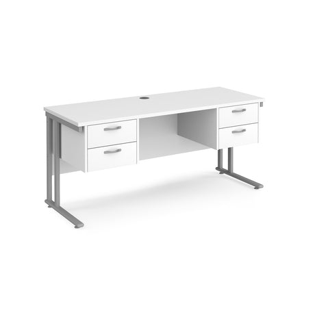 Maestro 600mm Deep Straight Cantilever Leg Office Desk with Two and Two Drawer Pedestal