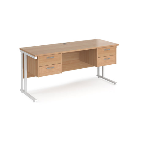 Maestro 600mm Deep Straight Cantilever Leg Office Desk with Two and Two Drawer Pedestal