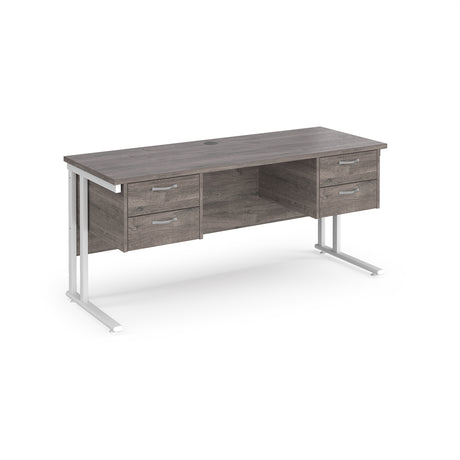 Maestro 600mm Deep Straight Cantilever Leg Office Desk with Two and Two Drawer Pedestal