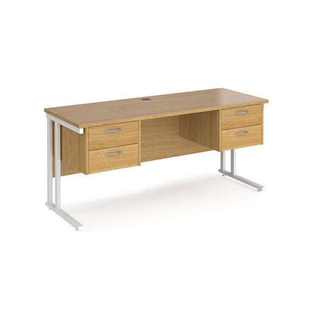 Maestro 600mm Deep Straight Cantilever Leg Office Desk with Two and Two Drawer Pedestal