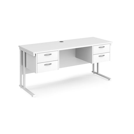 Maestro 600mm Deep Straight Cantilever Leg Office Desk with Two and Two Drawer Pedestal