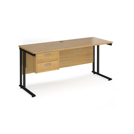 Maestro 600mm Deep Straight Cantilever Leg Office Desk with Two Drawer Pedestal