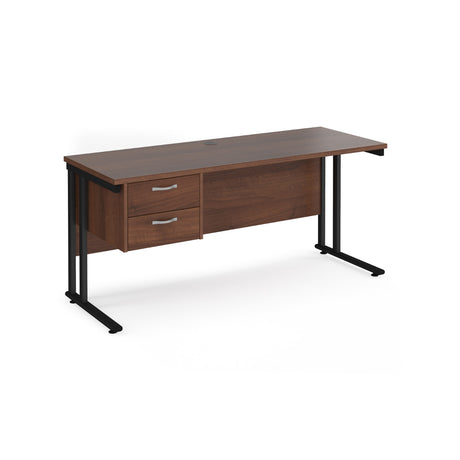 Maestro 600mm Deep Straight Cantilever Leg Office Desk with Two Drawer Pedestal