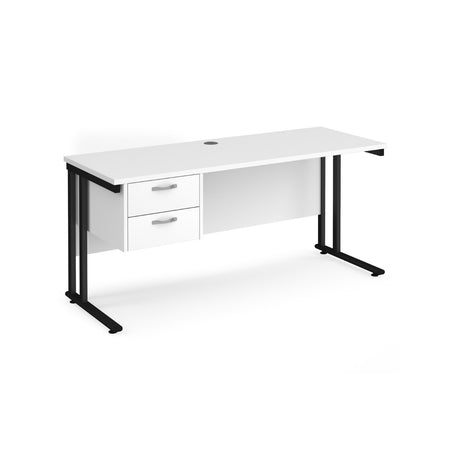 Maestro 600mm Deep Straight Cantilever Leg Office Desk with Two Drawer Pedestal