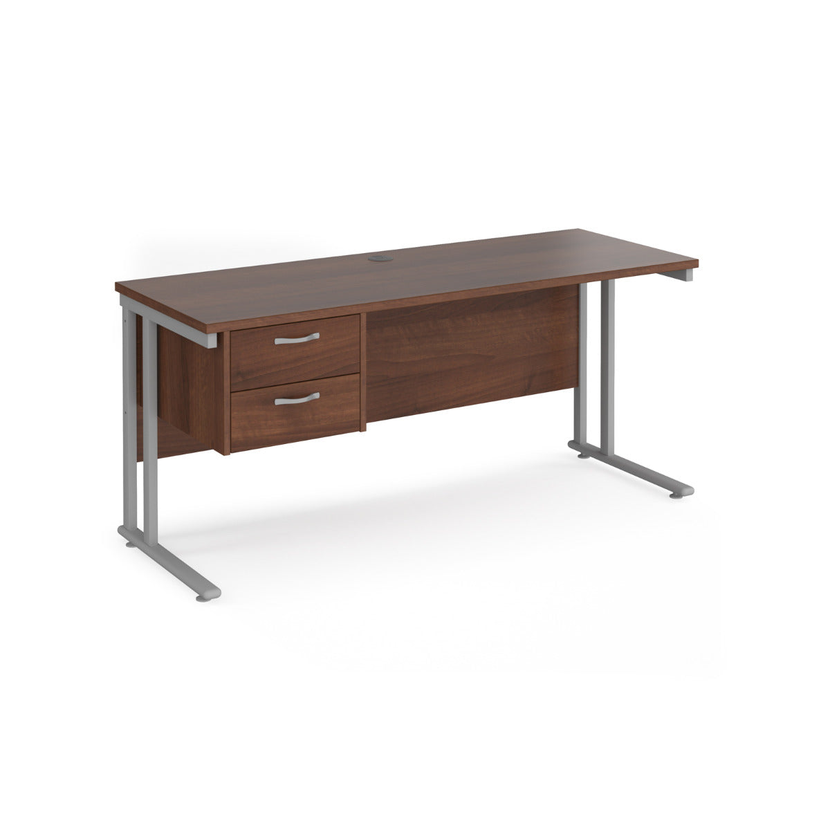 Maestro 600mm Deep Straight Cantilever Leg Office Desk with Two Drawer Pedestal