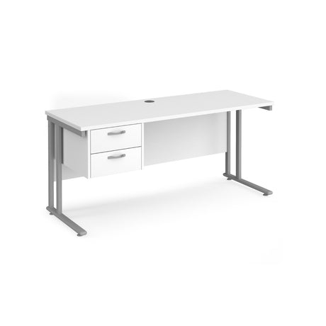 Maestro 600mm Deep Straight Cantilever Leg Office Desk with Two Drawer Pedestal