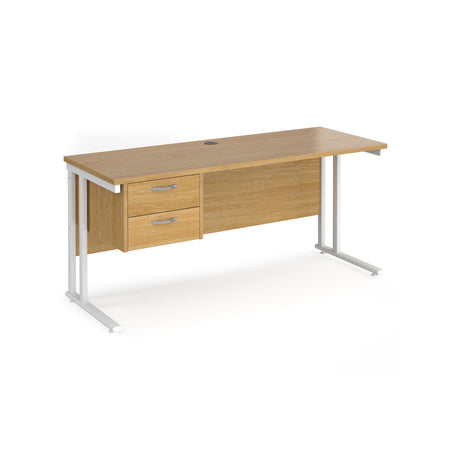 Maestro 600mm Deep Straight Cantilever Leg Office Desk with Two Drawer Pedestal