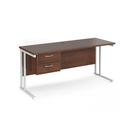 Maestro 600mm Deep Straight Cantilever Leg Office Desk with Two Drawer Pedestal