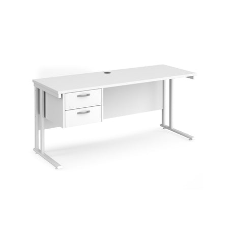 Maestro 600mm Deep Straight Cantilever Leg Office Desk with Two Drawer Pedestal