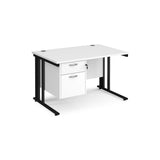 Maestro 800mm Deep Straight Cable Management Leg Office Desk with Two Drawer Pedestal