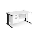 Maestro 800mm Deep Straight Cable Management Leg Office Desk with Two Drawer Pedestal