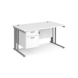 Maestro 800mm Deep Straight Cable Management Leg Office Desk with Two Drawer Pedestal