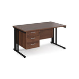 Maestro 800mm Deep Straight Cable Management Leg Office Desk with Three Drawer Pedestal